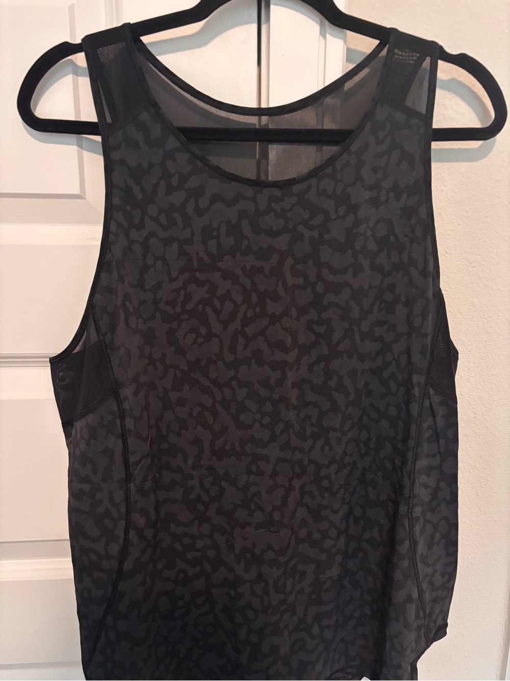 Lululemon Black Mesh Leopard-Print Athletic Tank Top